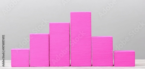 data growth with pink blocks in a bar graph or chart, enhancing statistics and metrics through clear arrangement, shape, and detailed analysis for valuable business insights.