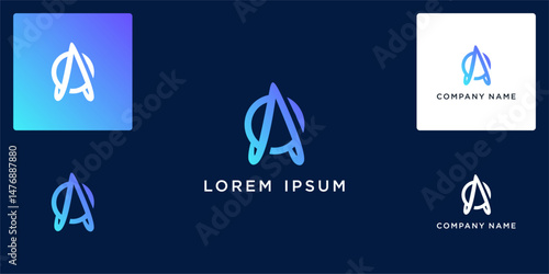 Abstract globe logo with letter A