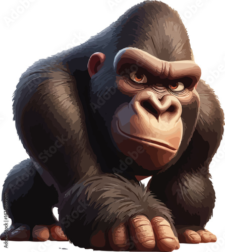 Fotografie Powerful Vector Illustration of an Angry Gorilla in Attack Pose