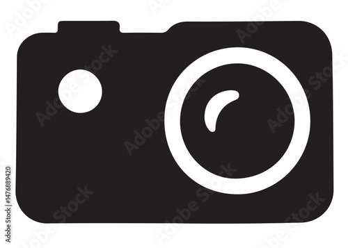 silhouette camera logo vector design, photo camera logo icon silhouette, camera photography logo icon vector illustration, vector camera logo design in black silhouette isolated on white background