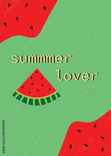 summer  with watermelon  mobile wallpaper ,background Creative concept of summer bright  Abstract Shapes Background for social media poster, banner, cover, card, story , summer sale