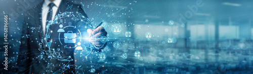 Hand of businessman drawing graphs B2B business focuses on building long-term partnerships, managing complex decision-making, and fostering trust to drive sustainable growth and mutual success. photo