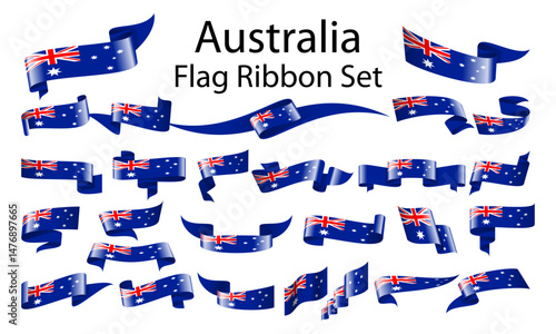 Australia ribbon flag set