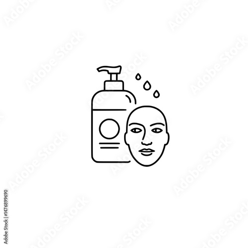 Icon of a facial cleansing product and face representing skincare concepts and beauty routines