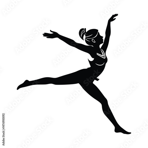 Girl gymnastic silhouette vector.