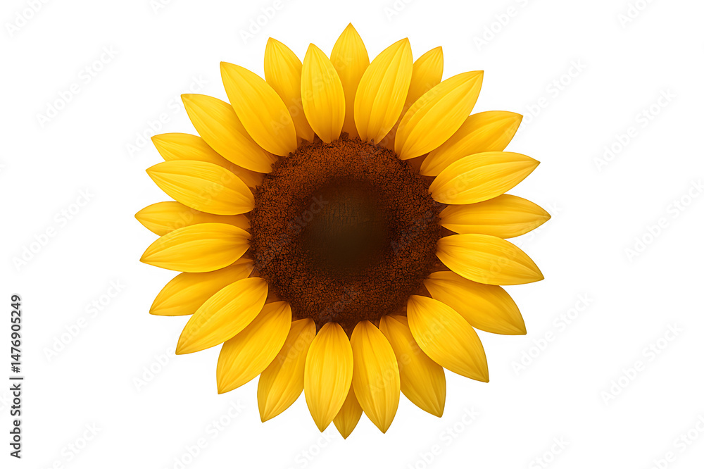 Isolated sunflower bloom yellow petals brown isolated on transparent background Isolated sunflower bloom yellow petals brown isolated on transparent background