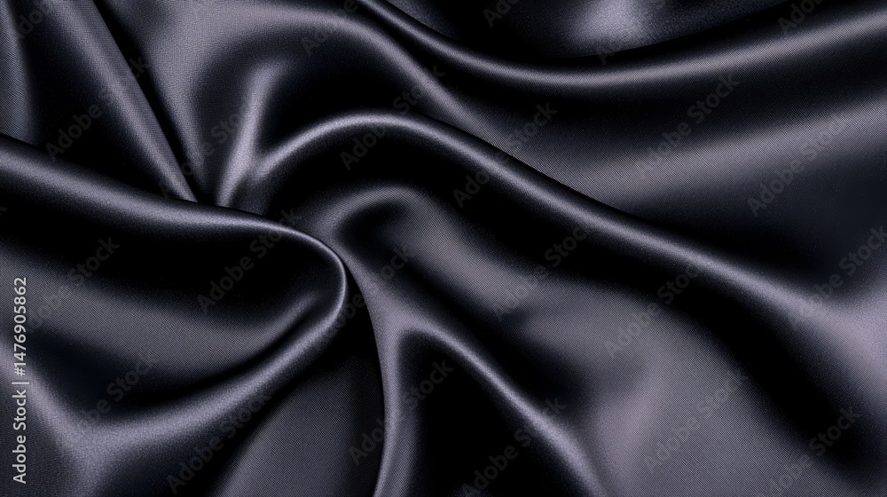 Obraz premium Luxurious light black silk fabric with intricate texture and smooth folds for elegant design applications