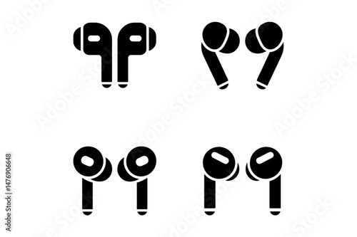 Wireless earbuds and headphones audio listening icon