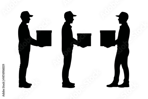 Delivery service silhouette with package delivery