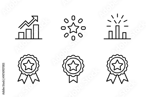 Business growth and success awards achievement icons