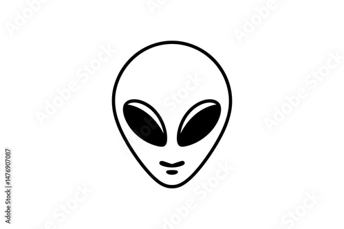 Alien head drawing extraterrestrial being outline