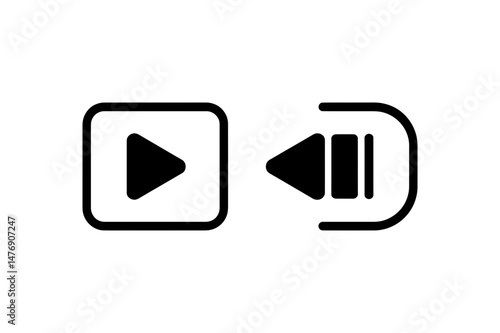 Play and rewind media control button interface icon