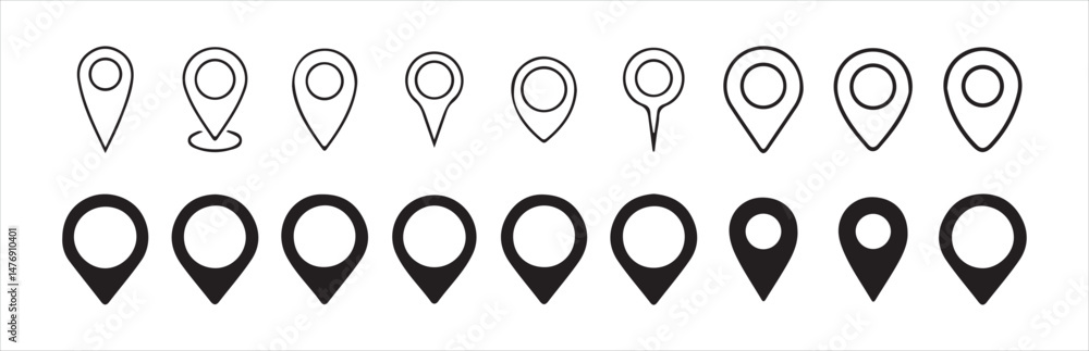 Location icon. Modern map markers . Pin icon vector . Location icon. vector illustration Eps 10. Location icon. Modern map markers . Pin icon vector . Location icon. vector illustration Eps 10.