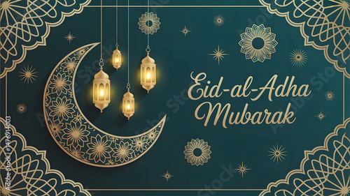 eid al adha festival golden banner design