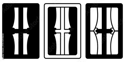 window icon with curtains, flat style pictogram icon for ui or ux mobile app, vector illustration logo symbol design, isolated on white