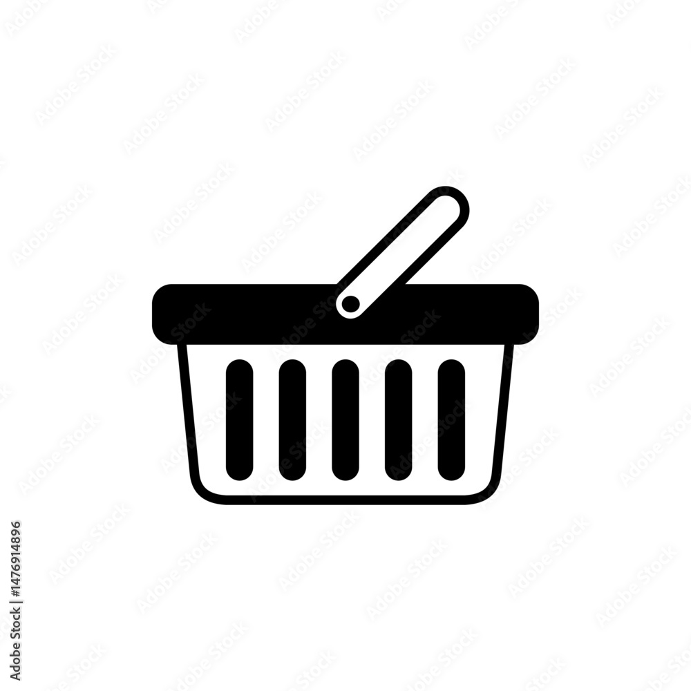 basket icon, flat style pictogram icon for ui or ux mobile app, vector illustration logo symbol design, isolated on white