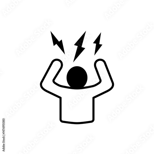 angry person icon, flat style pictogram icon for ui or ux mobile app, vector illustration logo symbol design, isolated on white