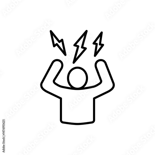 angry person icon, flat style pictogram icon for ui or ux mobile app, vector illustration logo symbol design, isolated on white