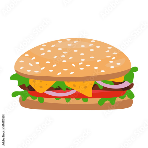 Cartoon tasty burger isolated illustration