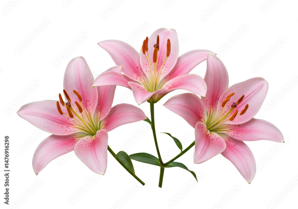 Naklejka premium Pink lily flower blossom isolated on transparent background