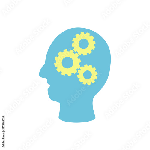 Wallpaper Mural human head icon with gear wheel, flat style pictogram icon for ui or ux mobile app, vector illustration logo symbol design, isolated on white Torontodigital.ca