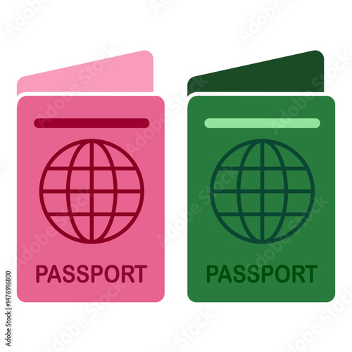 passport icon, flat style pictogram icon for ui or ux mobile app, vector illustration logo symbol design, isolated on white