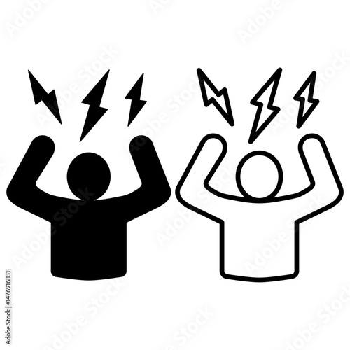 angry person icon, flat style pictogram icon for ui or ux mobile app, vector illustration logo symbol design, isolated on white