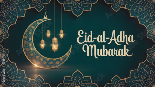 eid al adha festival golden banner design