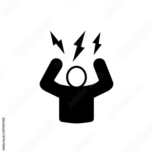 angry person icon, flat style pictogram icon for ui or ux mobile app, vector illustration logo symbol design, isolated on white