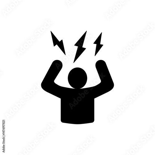 angry person icon, flat style pictogram icon for ui or ux mobile app, vector illustration logo symbol design, isolated on white