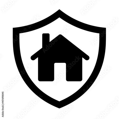 Silhouette of smart home within shield symbol, concept of cybersecurity and network defense, protected devices, digital safety