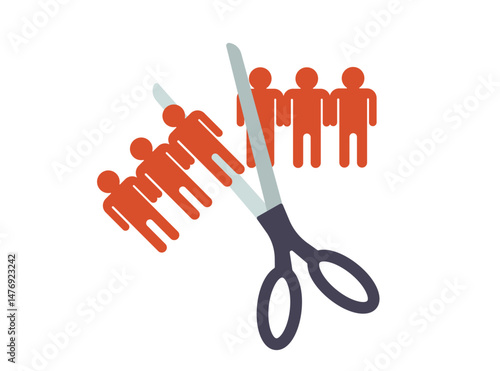 Paper team is cut scissors, unity broken conceptual illustration