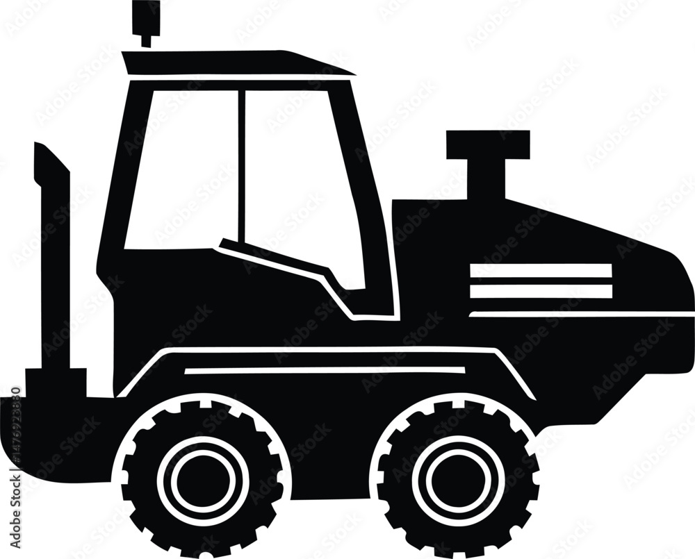 Naklejka premium bulldozer vehicle isolated icon vector illustration design black and white