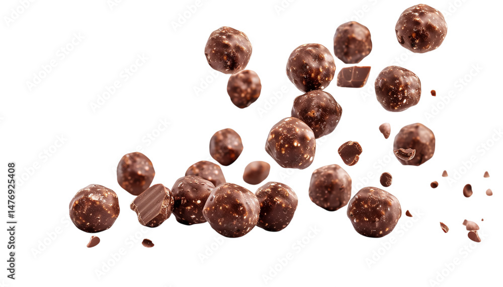 Crunchy Chocolate Granola Balls Falling On Transparent Background
Crunchy Chocolate Granola Balls Falling On Transparent Background