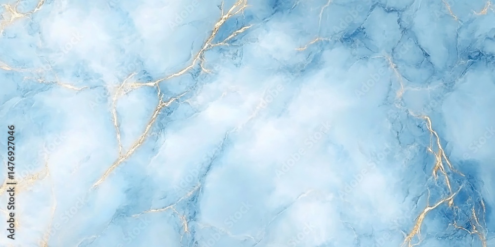 Light blue marble texture with white veins and golden streaks. Light blue marble texture with white veins and golden streaks.