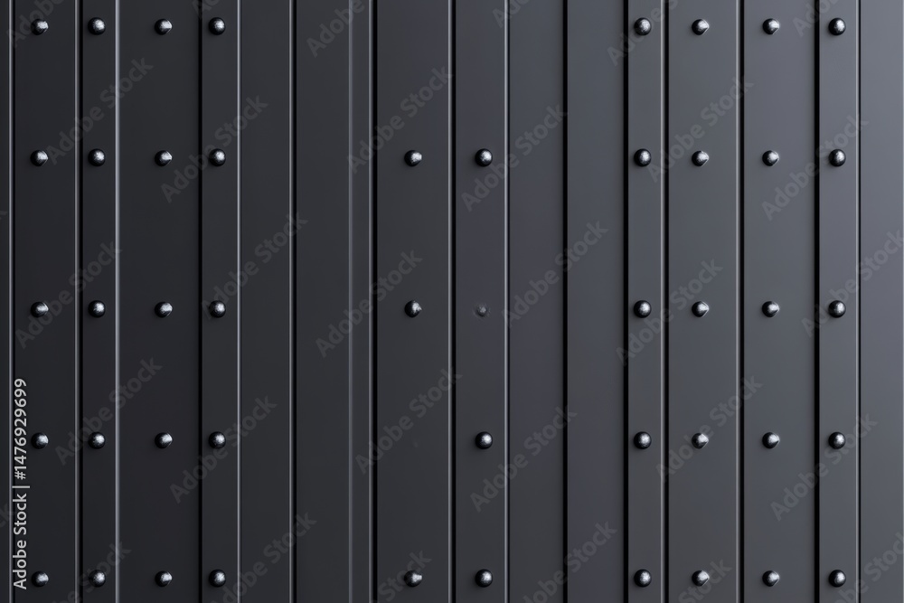 Fototapeta premium Gray metal texture with rivets creating a rugged surface design for industrial or architectural use