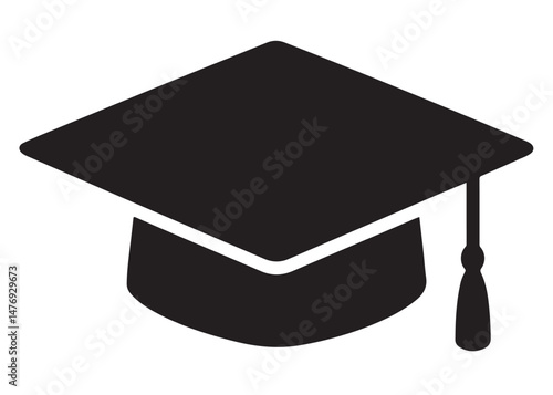 graduation cap logo silhouette vector, graduation hat logo icon silhouette, academic cap and diploma silhouette, black and white silhouette mortarboard cap symbols isolated on white background