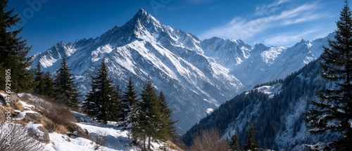 Wallpaper Mural Snowy Mountain Peaks Torontodigital.ca