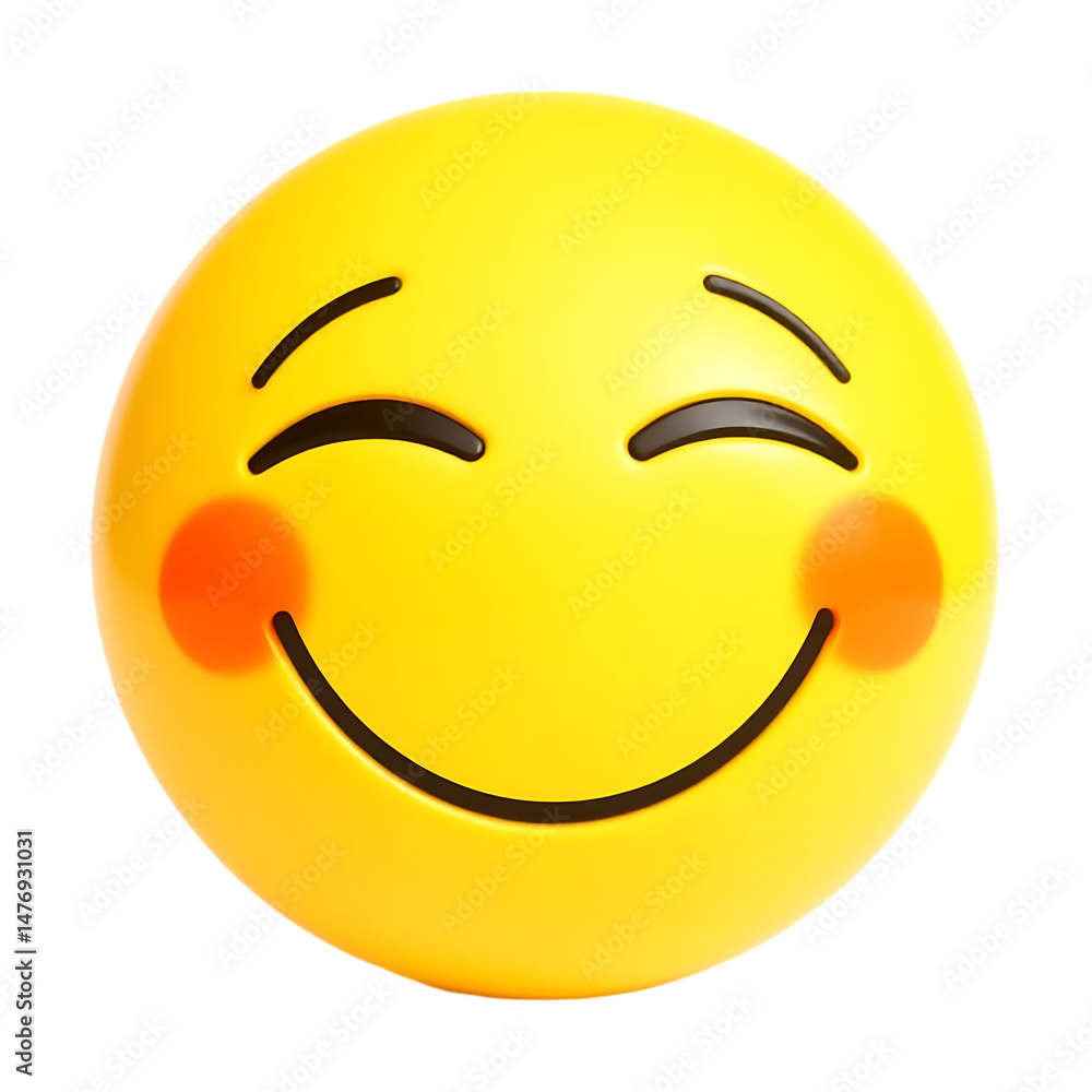 A cheerful yellow smiley face with rosy cheeks conveys a friendly and joyful expression. A cheerful yellow smiley face with rosy cheeks conveys a friendly and joyful expression.