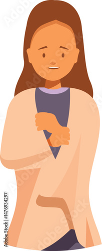 Woman feeling cold and shivering, holding herself and trying to warm up