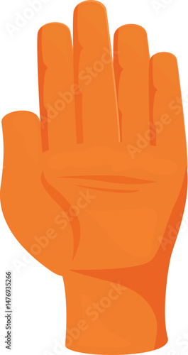 Cartoon orange hand showing four fingers upwards making a stop sign gesture