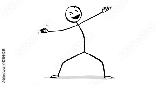 Joyful Stick Figure Dancing with Arms Outstretched in a Fun Manner
