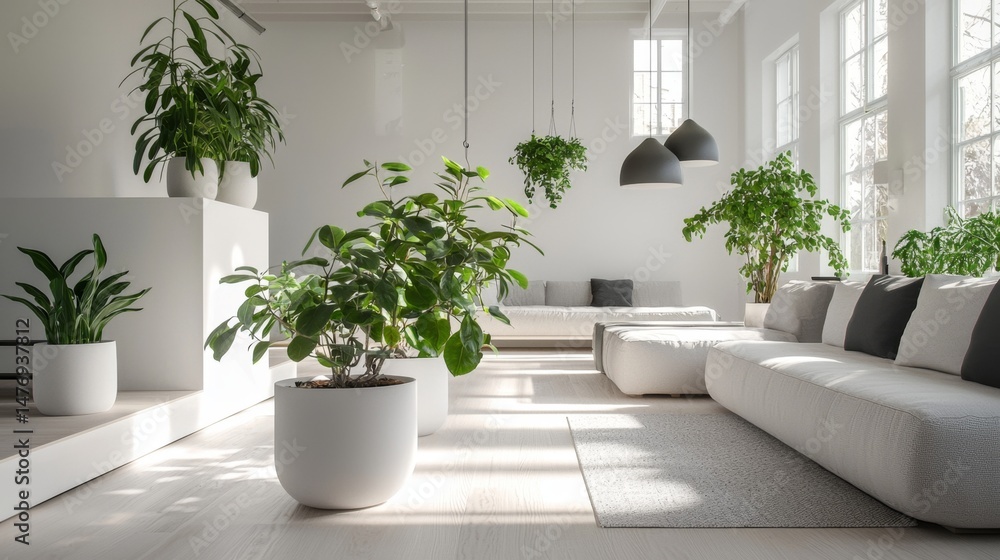 A perfect blend of Scandinavian design and natural greenery in home decor. A perfect blend of Scandinavian design and natural greenery in home decor.