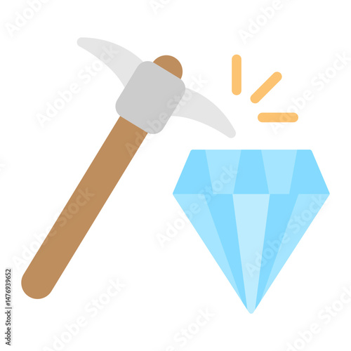 Diamond Pickaxe icon vector image. Can be used for Mining And Crafting.