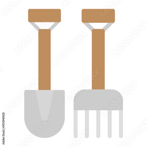 Shovel and Hoe icon vector image. Can be used for Mining And Crafting.