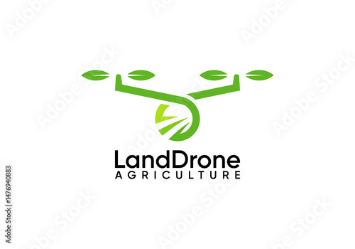 agriculture drone logo. creative innovation technology agricultural land vector design concept