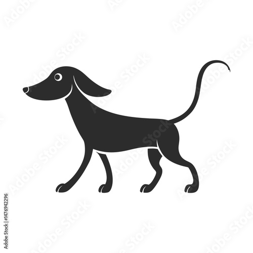 Silhouette of a Walking Sighthound Dog