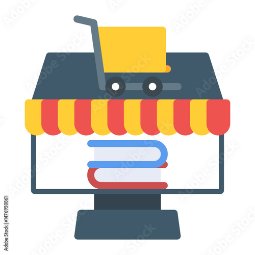 Online Book Store Line Color Icon