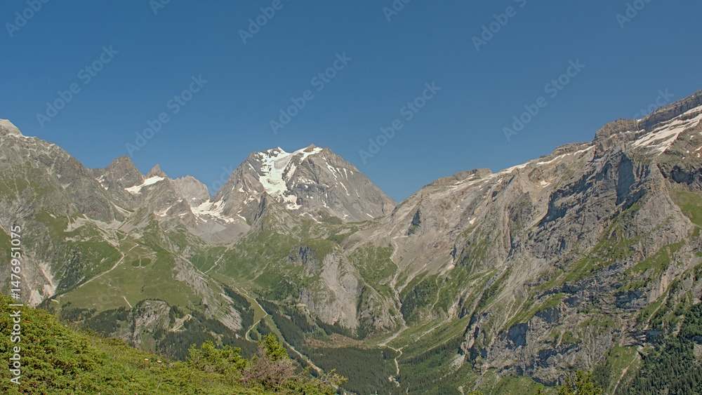 Obraz premium Grand Bec , famous mountain peak with glacier in the alps in La Vanoise national park, France 