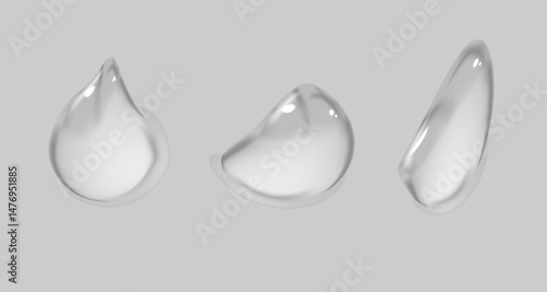 Water Drops . Vector illustration of realistic looking condensation drops, dew, cosmetic gel, oil, skin care products and clear liquid bubbles and design elements for shower or bathroom walls.PNG